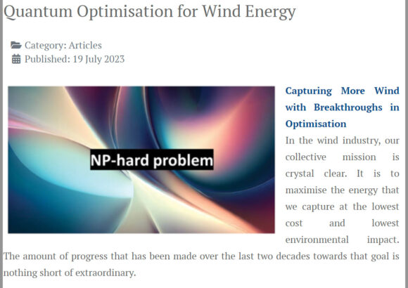 Quantum Optimisation for Wind Energy